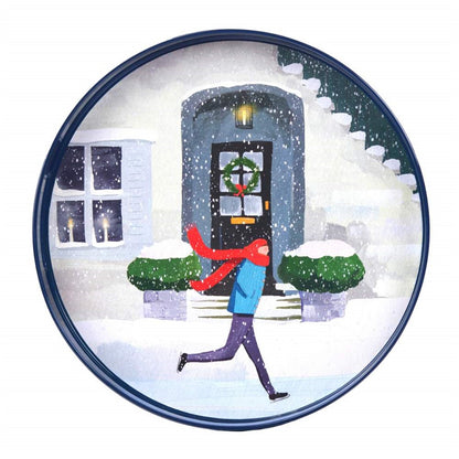 Skater Round Tray - 15 Inch Winter Scene Tray - rockflowerpaper