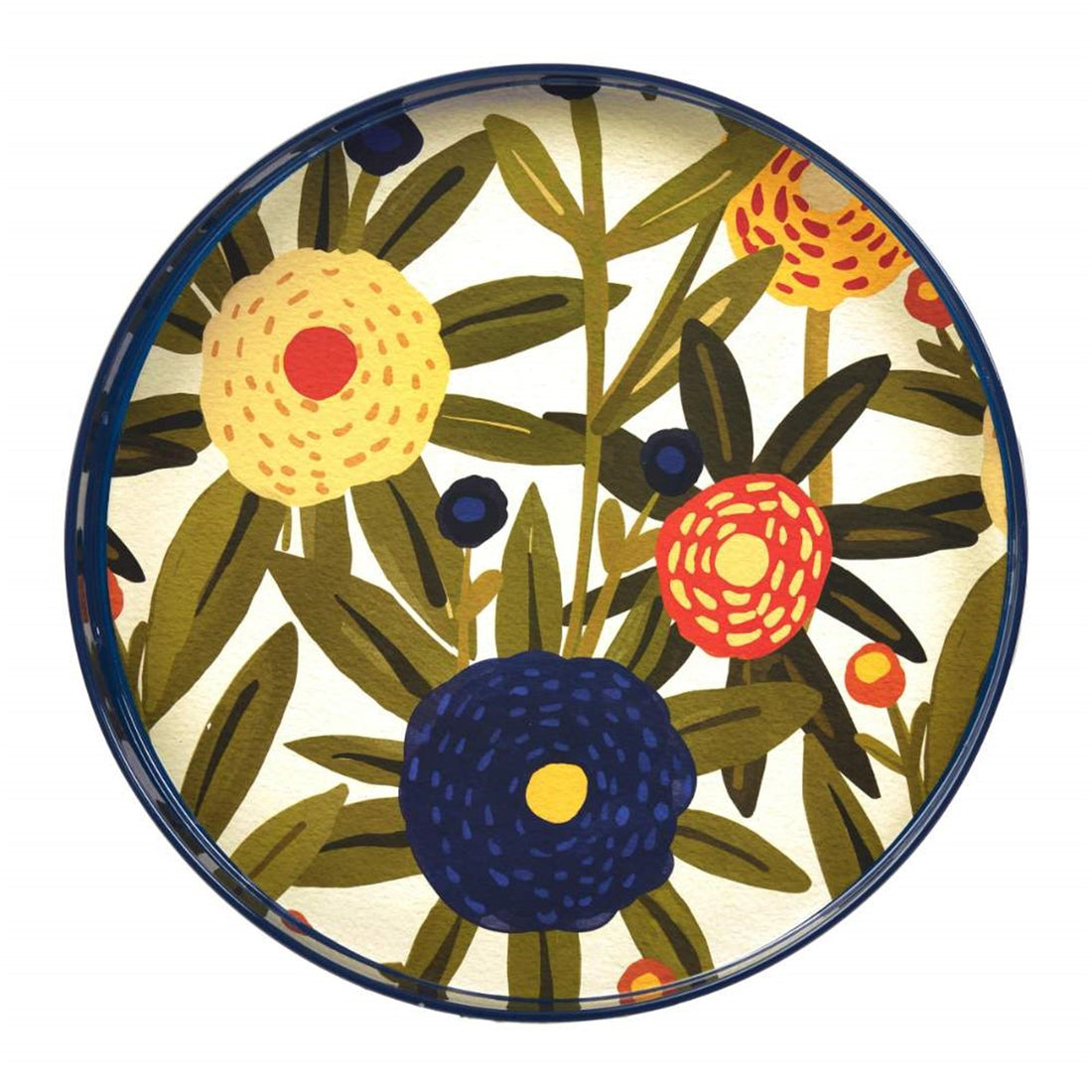 Harvest Sunshine Round Tray - 15 Inch Floral Design Tray - rockflowerpaper