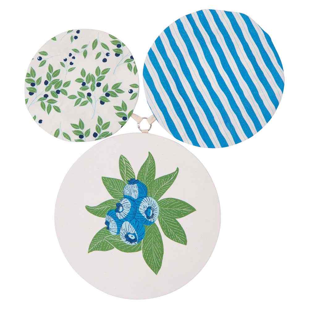 Blueberry Bunch blu Kitchen Food Storage Covers (Set of 3 ) Eco Dish Cover - rockflowerpaper
