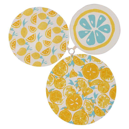 Lemons blu Kitchen Food Storage Covers (Set of 3 ) Eco Dish Cover - rockflowerpaper
