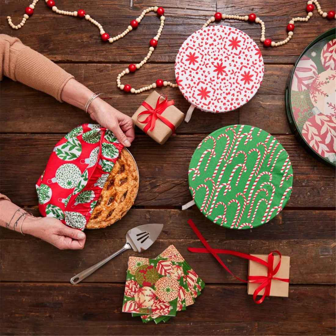 Scandi Ornaments Cotton Dish Covers Set of 3 Eco Dish Cover - rockflowerpaper
