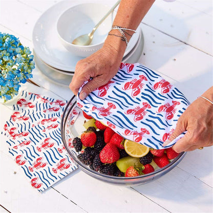 Lobster Waves Cotton Dish Covers Set of 3 Eco Dish Cover - rockflowerpaper