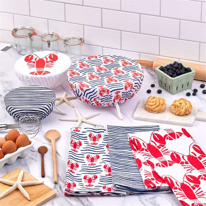 Lobster Waves Cotton Dish Covers Set of 3 Eco Dish Cover - rockflowerpaper