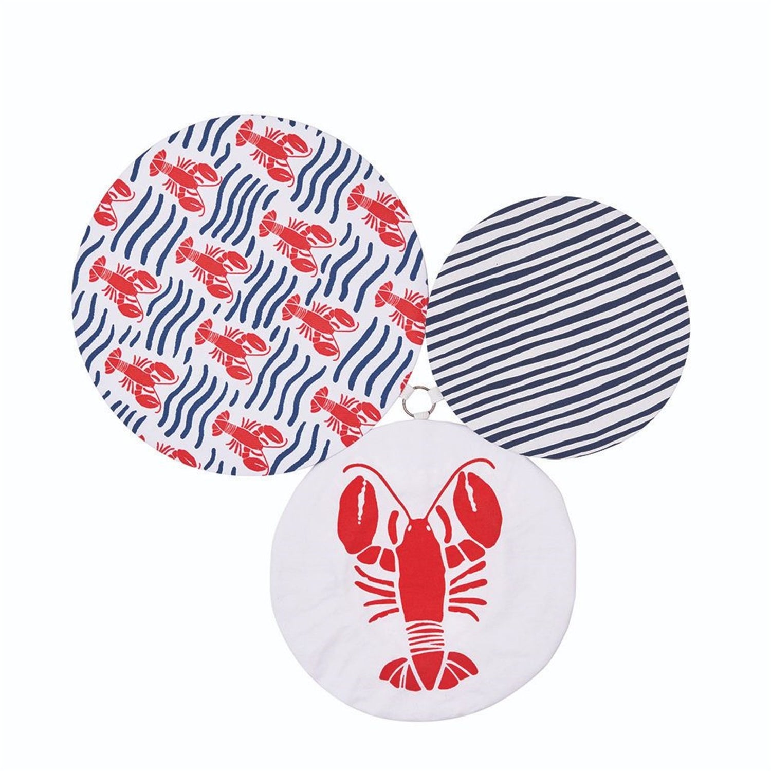 Lobster Waves Cotton Dish Covers Set of 3 Eco Dish Cover - rockflowerpaper