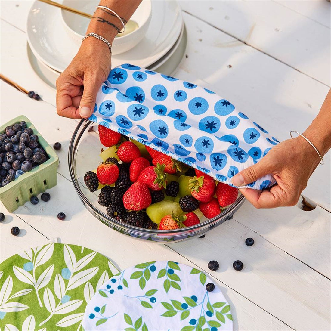 Blueberry Medley Cotton Dish Covers Set of 3 Eco Dish Cover - rockflowerpaper