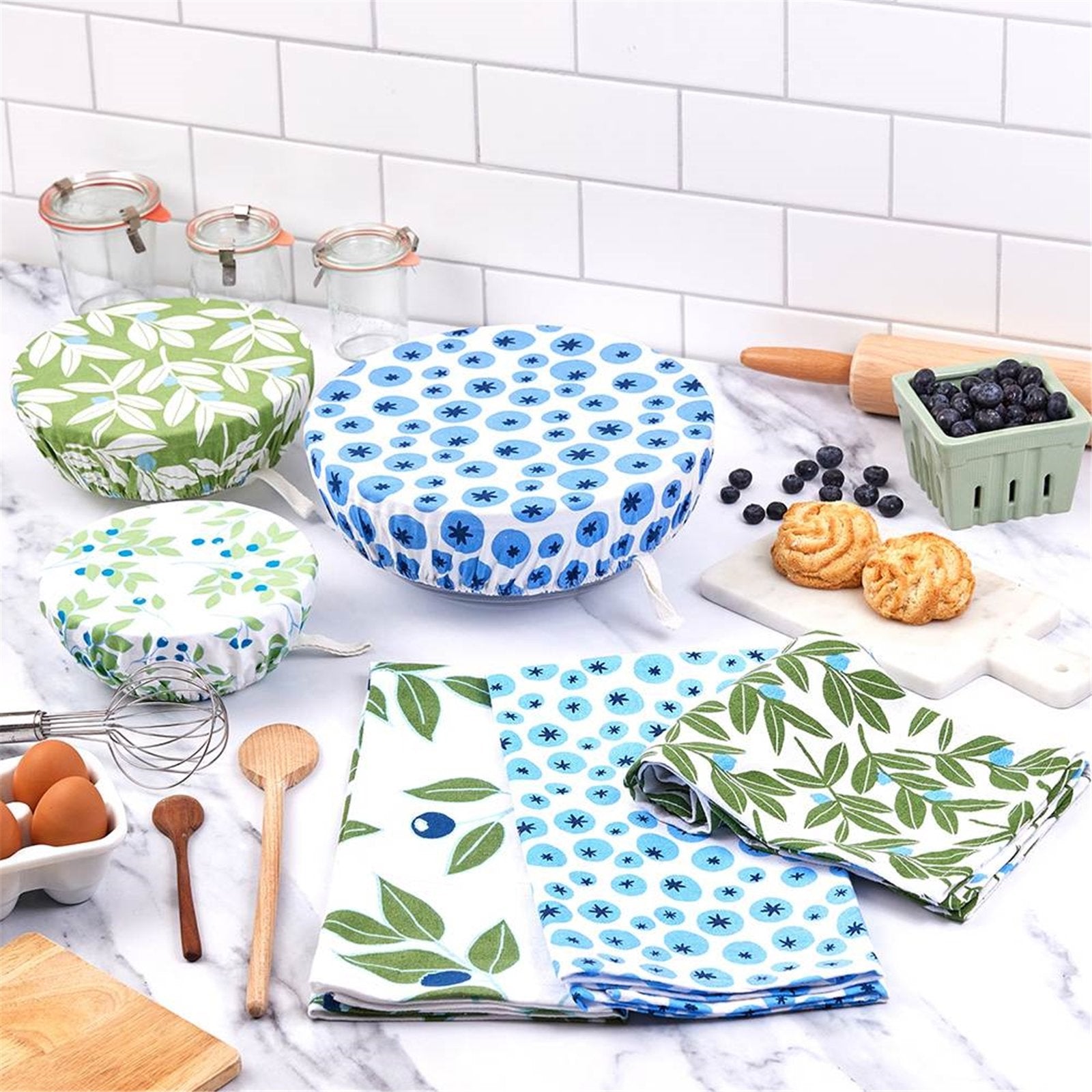 Blueberry Medley Cotton Dish Covers Set of 3 Eco Dish Cover - rockflowerpaper