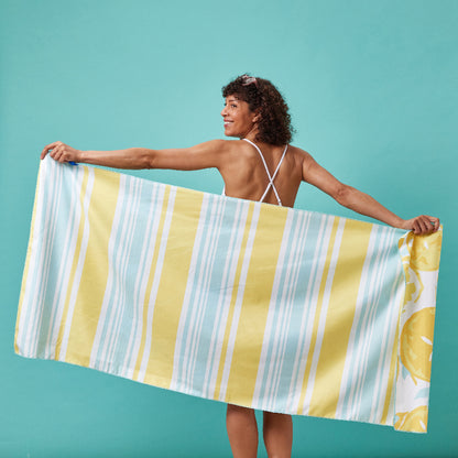 Lemon Slices Reversible Eco Beach Towel Beach Towel - rockflowerpaper