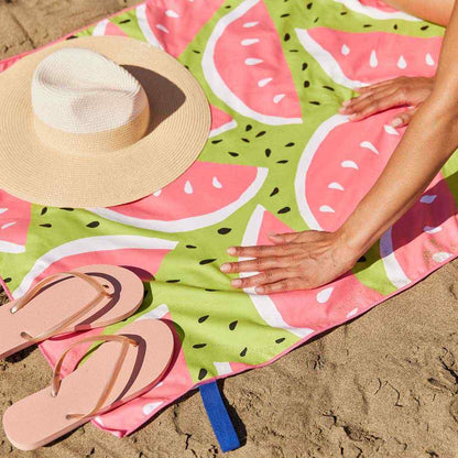 Watermelon Party Reversible Eco Beach Towel Beach Towel - rockflowerpaper