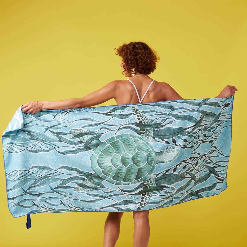 Marine Turtle Reversible Eco Beach Towel Beach Towel - rockflowerpaper