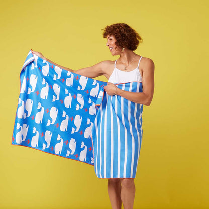 Whales Reversible Eco Beach Towel Beach Towel - rockflowerpaper