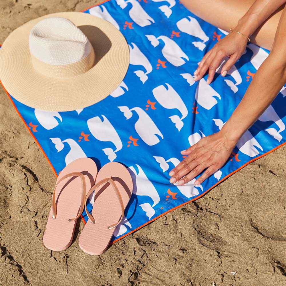 Whales Reversible Eco Beach Towel Beach Towel - rockflowerpaper