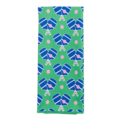 Pickleball Fun blu Kitchen Tea Towel-Double Side Printed Kitchen Towel - rockflowerpaper