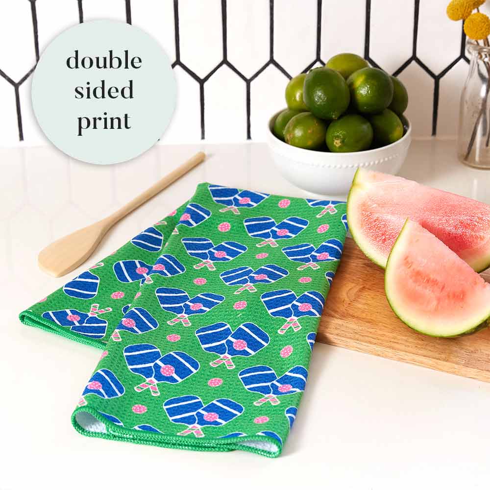 Pickleball Fun blu Kitchen Tea Towel-Double Side Printed