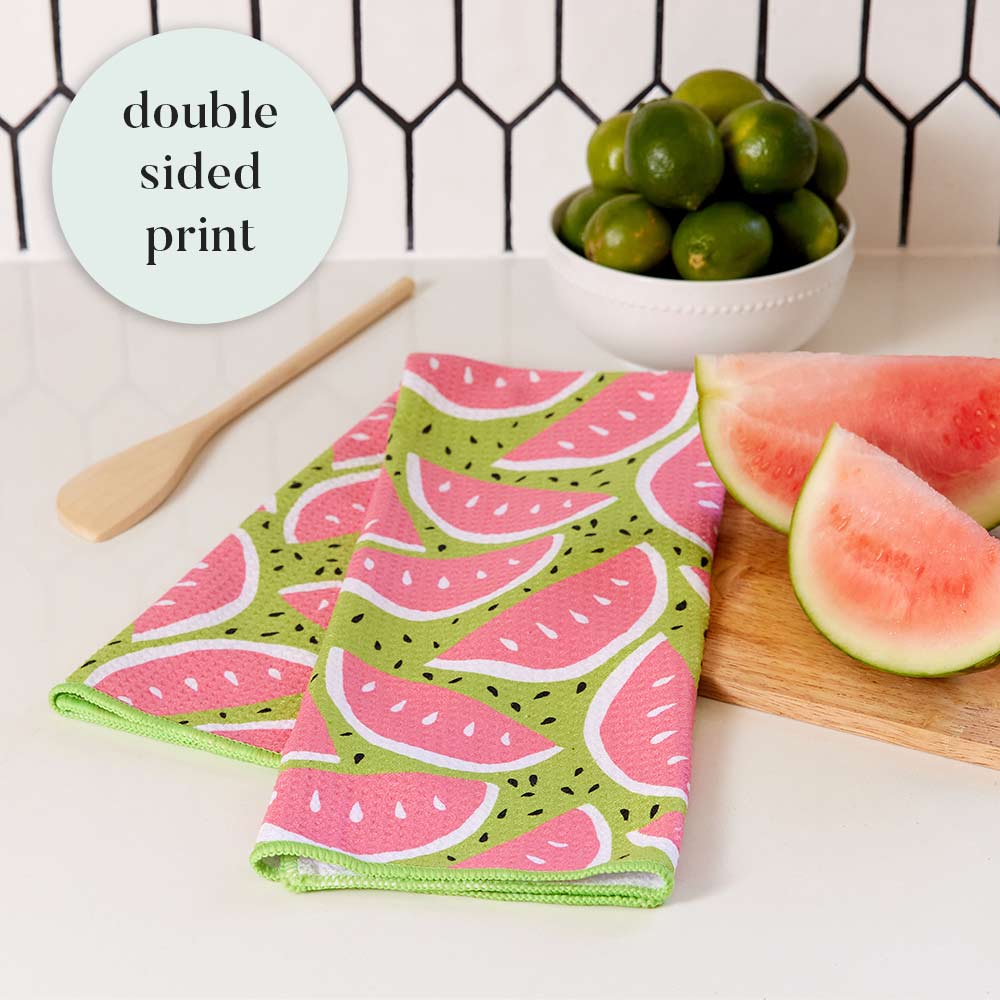 Watermelon Party blu Kitchen Tea Towel-Double Side Printed Kitchen Towel - rockflowerpaper