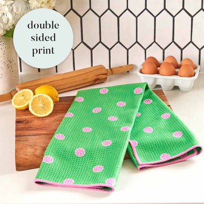 Pink Pickle Balls blu Kitchen Tea Towel-Double-Sided Print Kitchen Towel - rockflowerpaper