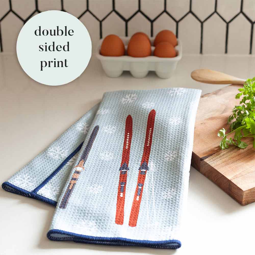 Nordic Ski Blu Kitchen Tea Towel Kitchen Towel - rockflowerpaper