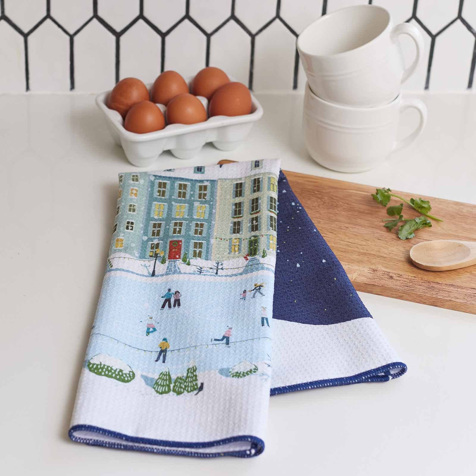 Holiday In The Park Blu Kitchen Tea Towel Kitchen Towel - rockflowerpaper