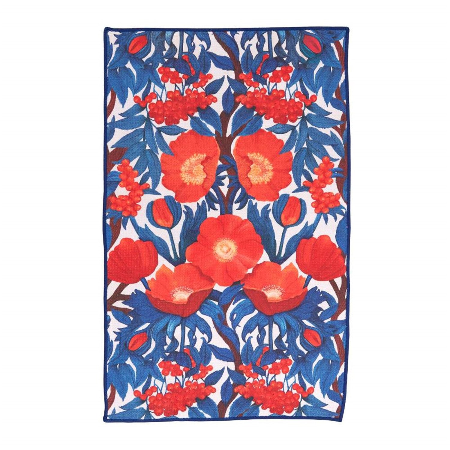 Icelandic Poppies blu Kitchen Tea Towel-Double-Sided Print Kitchen Towel - rockflowerpaper