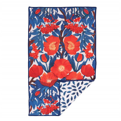 Icelandic Poppies blu Kitchen Tea Towel-Double-Sided Print Kitchen Towel - rockflowerpaper