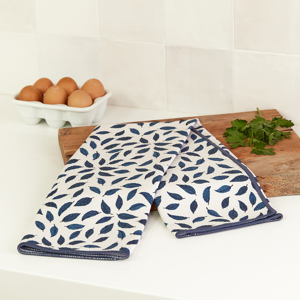 Dancing Leaves blu Kitchen Tea Towel Kitchen Towel - rockflowerpaper