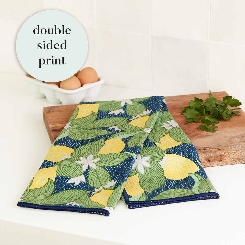Vintage Lemons blu Kitchen Tea Towel Kitchen Towel - rockflowerpaper