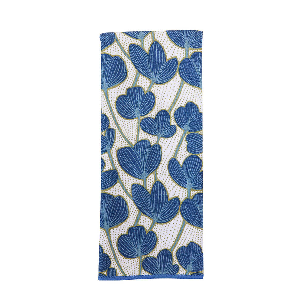 Modern Poppy blu Kitchen Tea Towel-Double Side Printed Kitchen Towel - rockflowerpaper