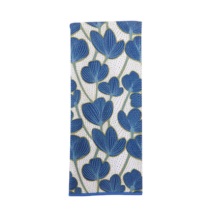 Modern Poppy blu Kitchen Tea Towel-Double Side Printed Kitchen Towel - rockflowerpaper