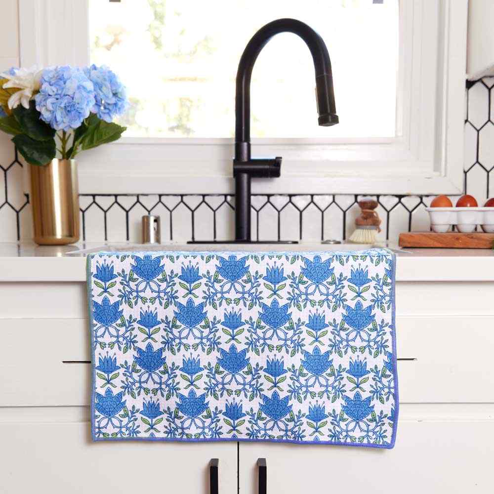 Tilly blu Kitchen Tea Towel- Double Side Printed Kitchen Towel - rockflowerpaper