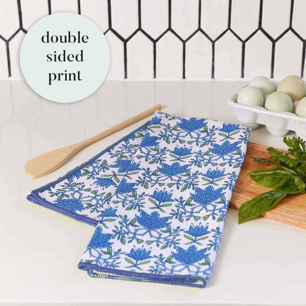 Tilly blu Kitchen Tea Towel- Double Side Printed Kitchen Towel - rockflowerpaper