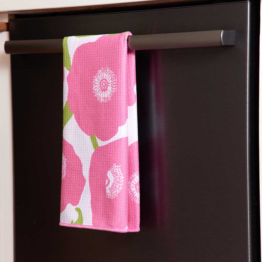 Pink Poppies blu Kitchen Tea Towel Kitchen Towel - rockflowerpaper