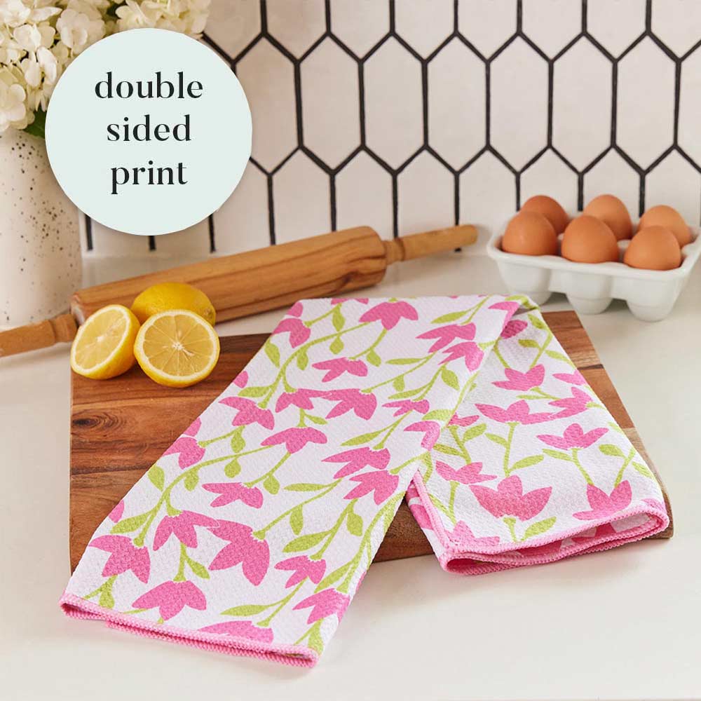 Crossandra blu Kitchen Tea Towel-Double Side Printed Kitchen Towel - rockflowerpaper