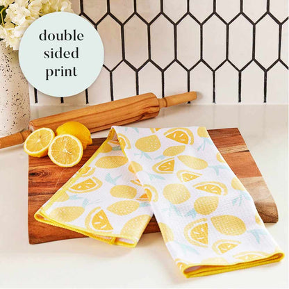 OUTLET Lemon Party blu Kitchen Tea Towel-Double-Sided Print pos-Kitchen Towel - rockflowerpaper