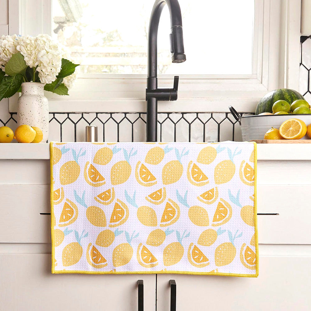 OUTLET Lemon Party blu Kitchen Tea Towel-Double-Sided Print pos-Kitchen Towel - rockflowerpaper