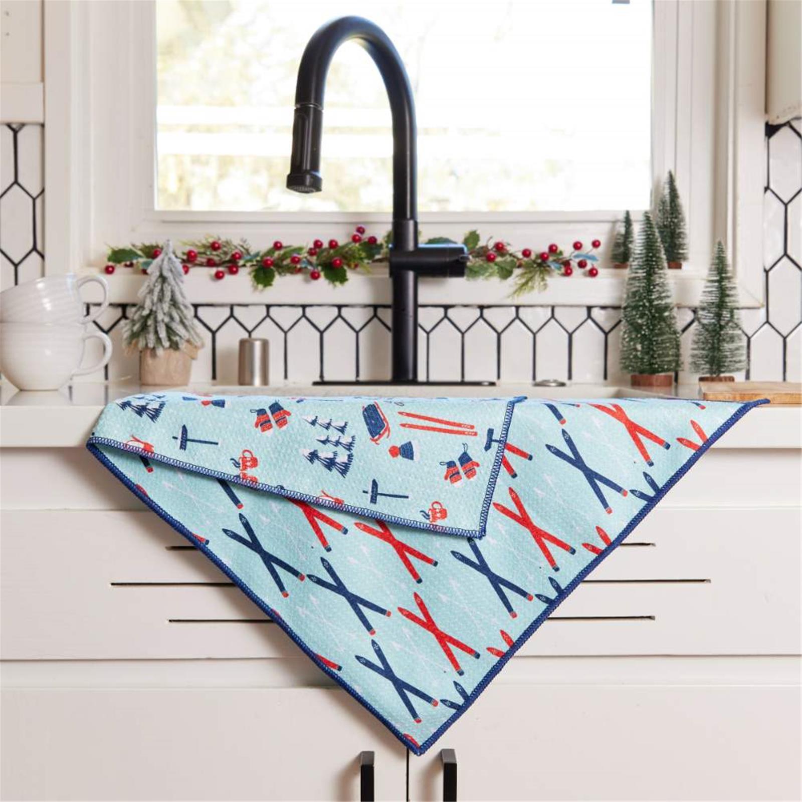 Nordic Sports blu Kitchen Tea Towel-Double-Sided Print Kitchen Towel - rockflowerpaper