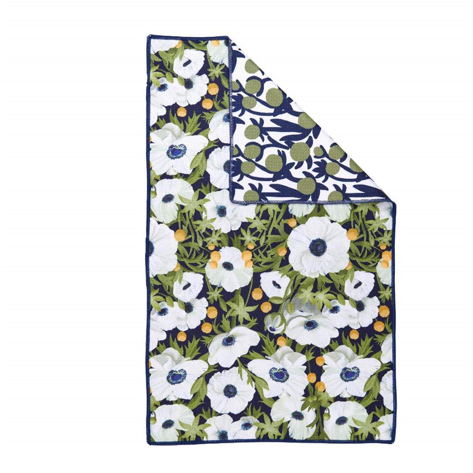 Anemone Poppy blu Kitchen Tea Towel-Double-Sided Print Kitchen Towel - rockflowerpaper