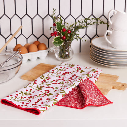 Red Berries  Eco Kitchen Tea Towel