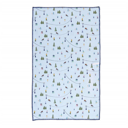 Holiday in the Park blu Kitchen Tea Towel-Double-Sided Print Kitchen Towel - rockflowerpaper