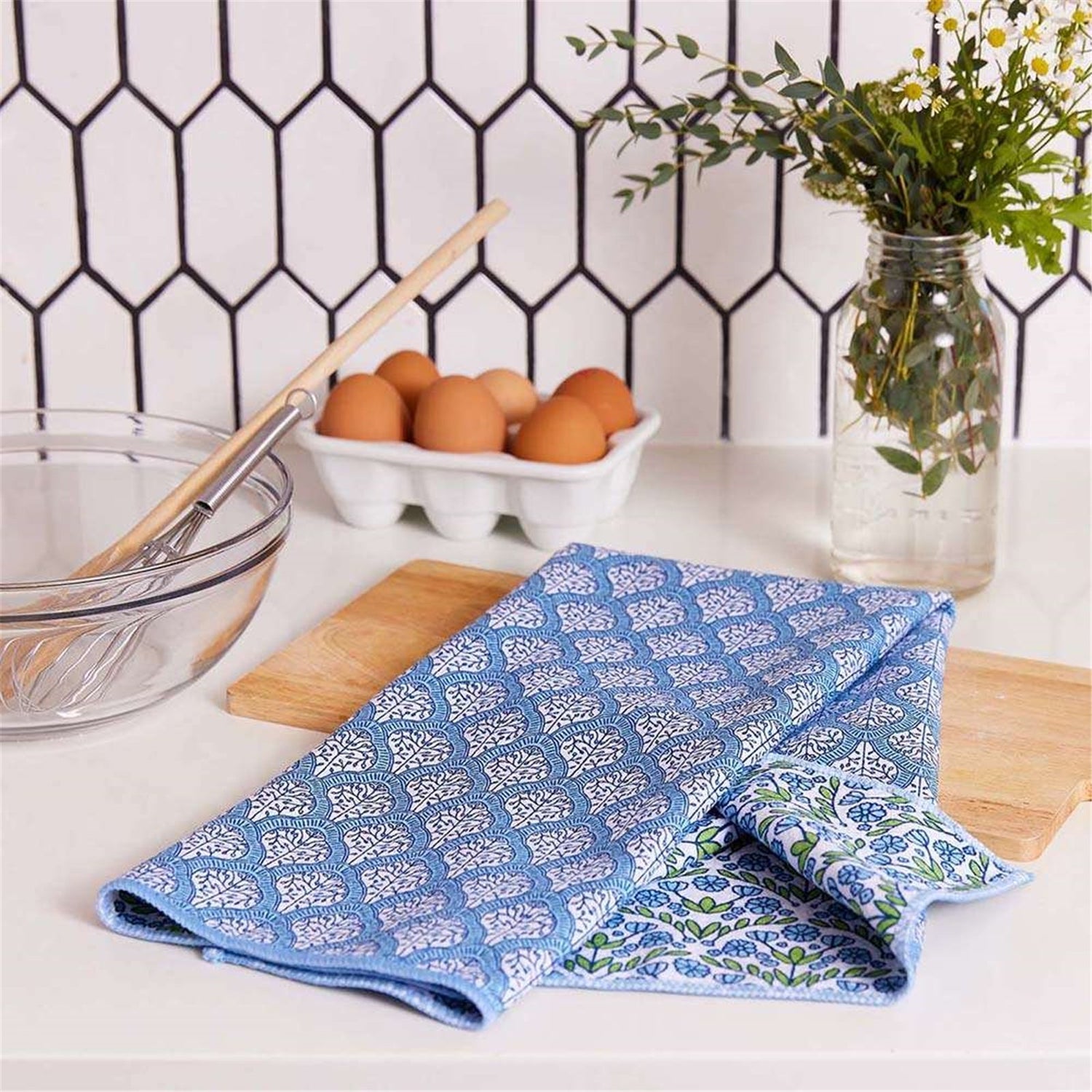 Blaire Blue blu Kitchen Tea Towel-Double-Sided Print Kitchen Towel - rockflowerpaper