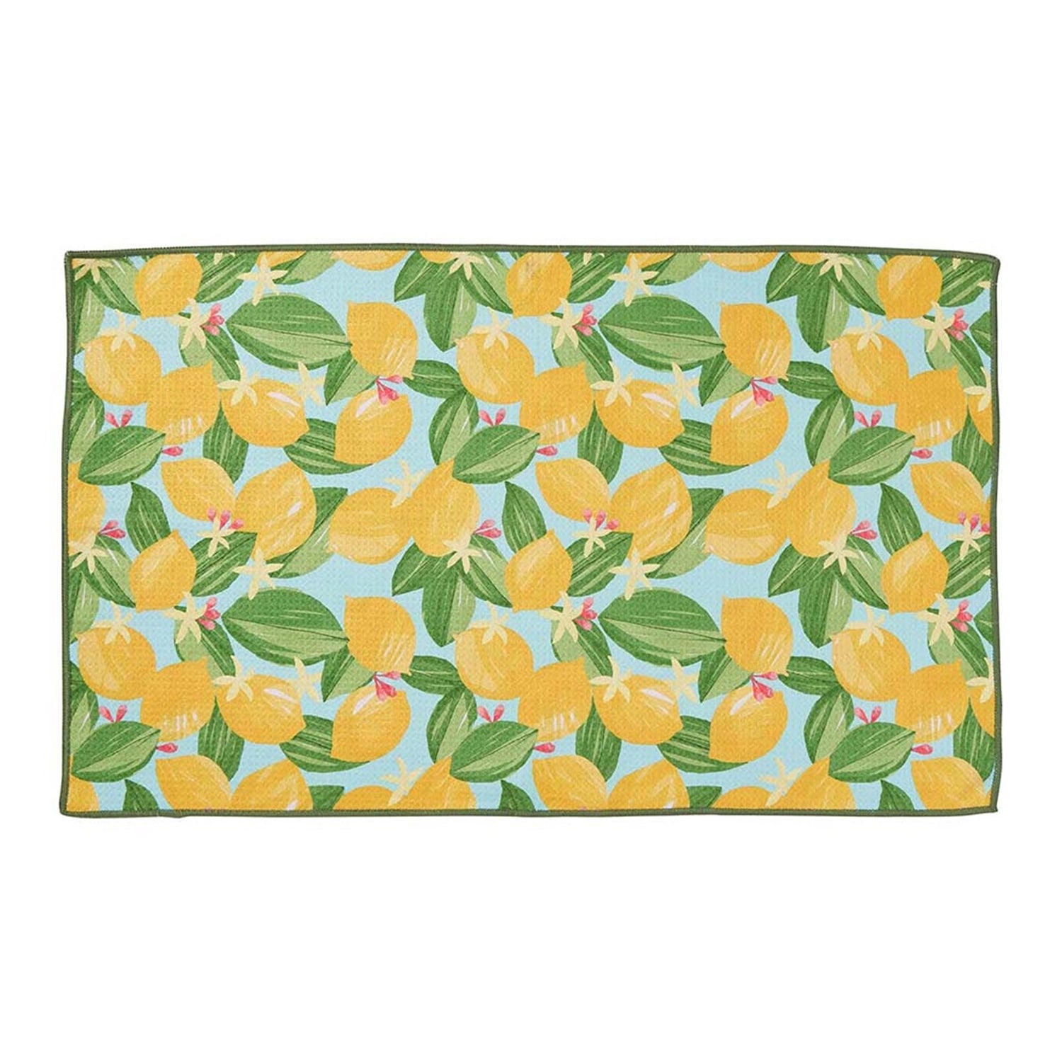 Lemon Blossoms blu Kitchen Tea Towel-Double-Sided Print Kitchen Towel - rockflowerpaper