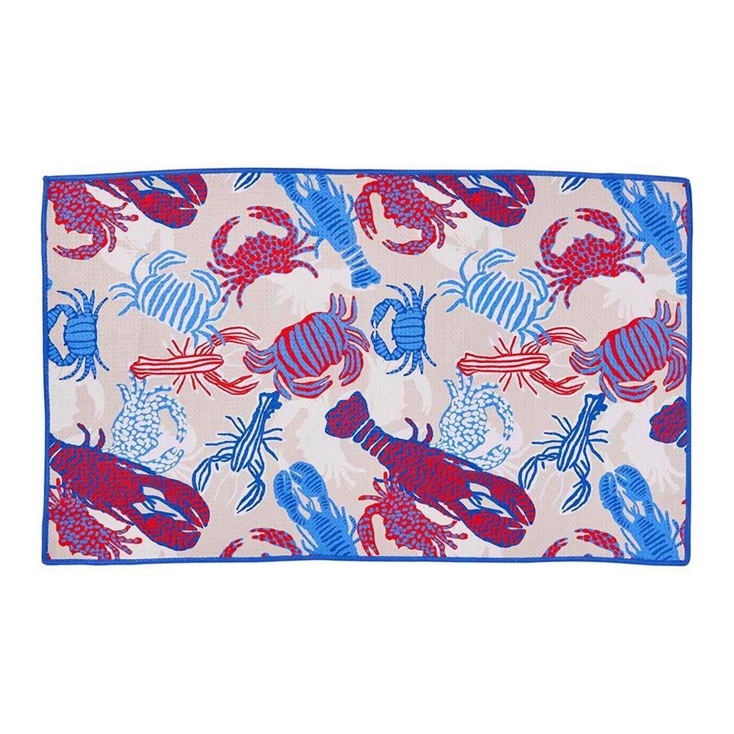 Sandy Claws blu Kitchen Tea Towel-Double-Sided Print Kitchen Towel - rockflowerpaper