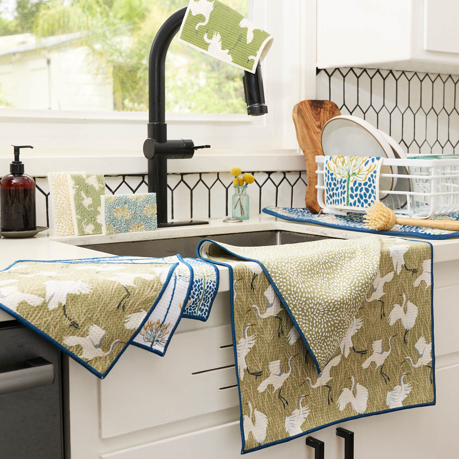 Egret &amp; Reed blu Eco Kitchen Tea Towel