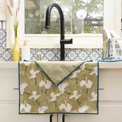 Egret &amp; Reed blu Eco Kitchen Tea Towel