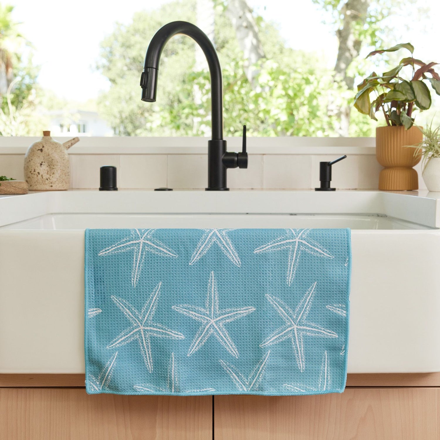 Starfish blu Kitchen Tea Towel-DBL Kitchen Towel - rockflowerpaper