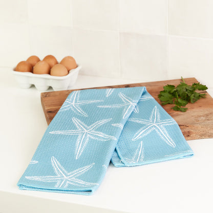 Starfish blu Kitchen Tea Towel-DBL Kitchen Towel - rockflowerpaper