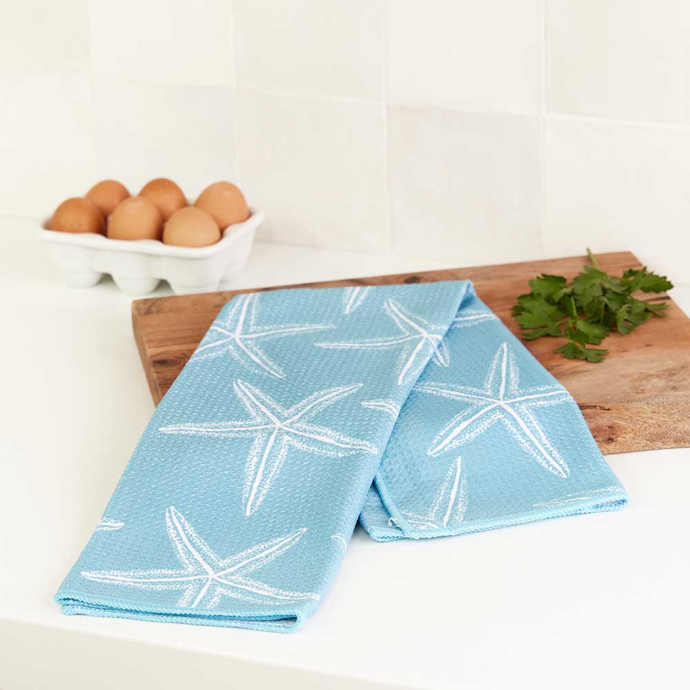 Starfish blu Kitchen Tea Towel Kitchen Towel - rockflowerpaper