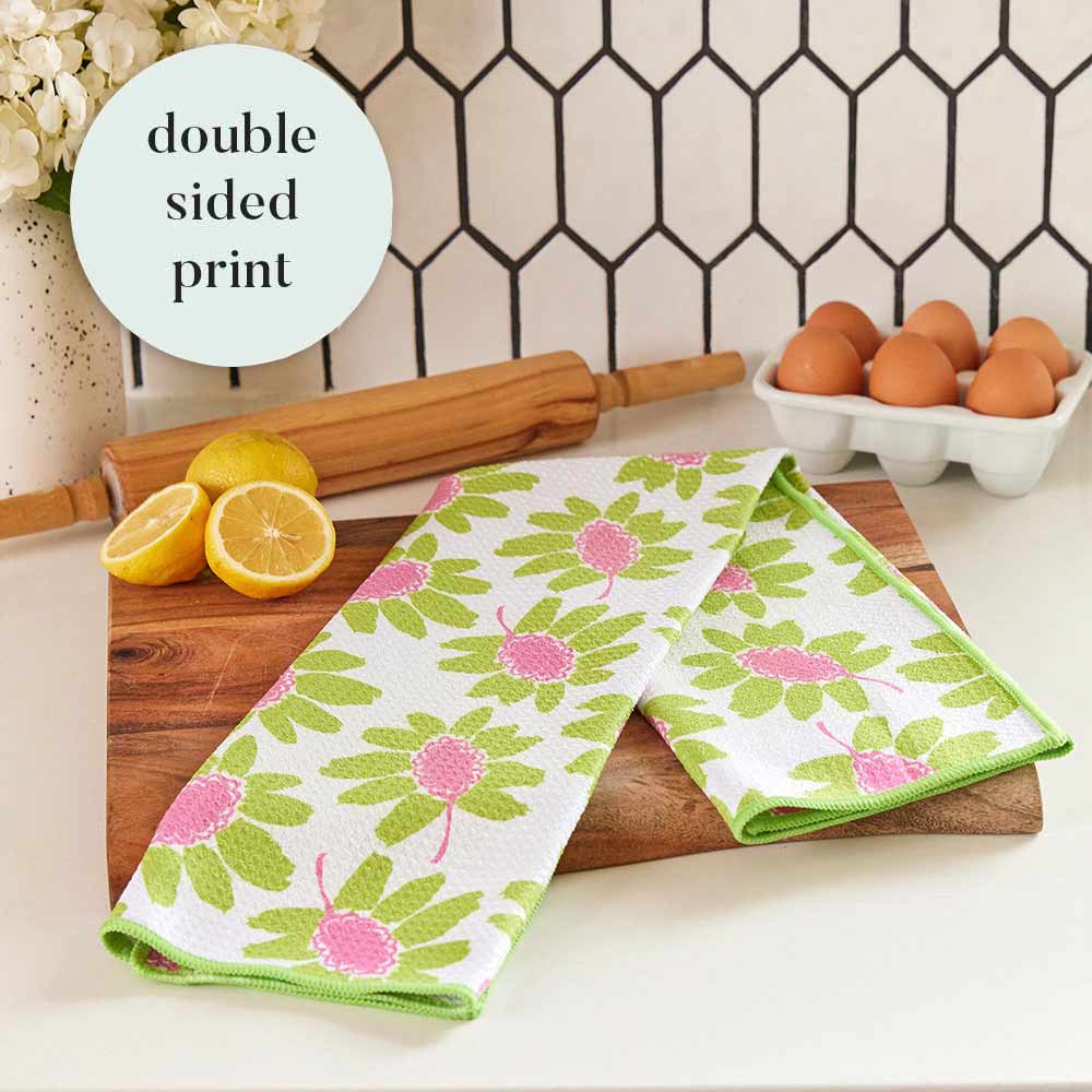 Callie Lime blu Kitchen Tea Towel-Double Side Printed Kitchen Towel - rockflowerpaper
