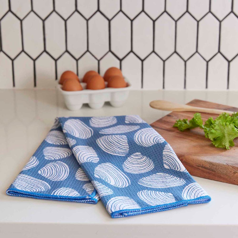 Clamshells blu Kitchen Tea Towel Kitchen Towel - rockflowerpaper