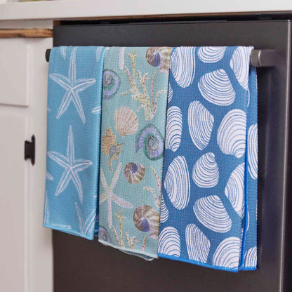 Clamshells blu Kitchen Tea Towel Kitchen Towel - rockflowerpaper