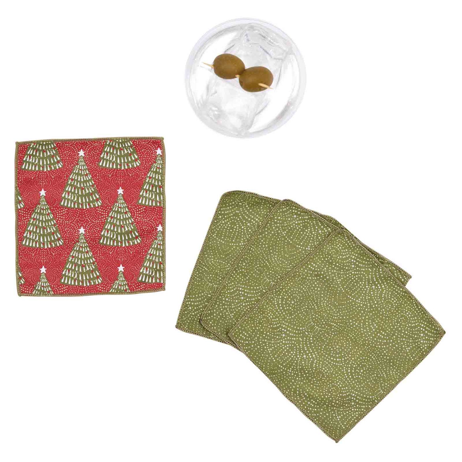 Holiday Cheer blu Kitchen Reusable Cocktail Napkins (Set of 8) Reusable Cocktail Napkin - rockflowerpaper