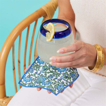 Sloane blu Kitchen Reusable Cocktail Napkins Set of 8 Reusable Cocktail Napkin - rockflowerpaper